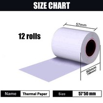 감열지 57x50mm 12 롤 금전 등록기 58mm POS 프린터 10m 긴 모바일 블루투스 Paperang Peripage 미니