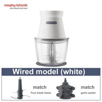 Morphy Richards 고기 분쇄기 채식 무선 푸드 프로세서 다목적 전기 초퍼 2000mAh 배터리 주방 가전, Wired model white+DC11V
