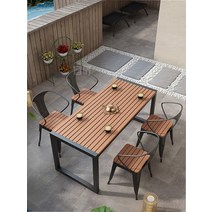 야외바베큐장 테라스 야외 테이블과 의자 안뜰 발코니 공간 레이아웃 정원 테이블 식탁 조합, [09] 테이블 1개와 의자 6개 1407075