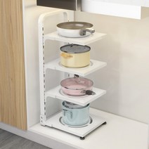 ZooPark 스텐 후라이팬 정리대 높이조절 냄비 선반 2단 3단 4단, 화이트