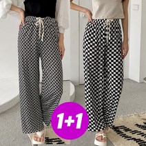 코마드 남녀공용 여름 체크 냉장고바지 1+1
