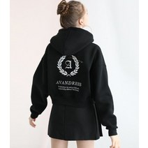 AVANDRESS 어반드레스 월계수 자수 크롭 후드 블랙 21AV66