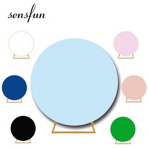 sensfun pure blue white round circle background 커버 웨딩 베이비 샤워 생일 파티 장식 탄성 사진 배경 배너, 탄성 90cm3ft, 사용자 정의 색상
