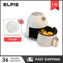 ELPIS 1.5L 미니 에어프라이어 경량 귀여운 프리 1230W 논스틱 전기 오븐 수동 손잡이 포함, 03 UK, 01 256M-White Airfryer