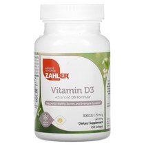 Zahler Vitamin D3 Advanced Formula 50 mcg (2 000 IU) 250 Softgels, 250개, 3000 IU