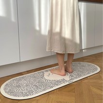 포인스 얼룩없는 욕실 주방 빨아쓰는 규조토 발매트 두꺼운 5mm, 아트캣-블랙