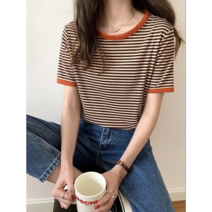 모모걸즈 기본 줄무늬 스트라이프 데일리룩 티셔츠 봄 여름