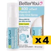 베럴유 D400 인펀트 비타민D 오랄 스프레이 BetterYou D400 Infant Vitamin D Daily Oral Spray 15mL (4팩)