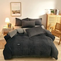 올블랙 이불 커버 세트 코듀로이 시크 심플 벨벳 극세사 모찌 부드러운 따뜻한 침대 시트