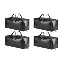 SpaceAid 튼튼한 이사 가방 백팩 스트랩이 있는 엑스트라 라지 보관 토트 튼튼한 손잡이 및 지퍼 이사 상자 대체품 포장 및 이동 용품 블랙 (4팩), Black_6 Pack