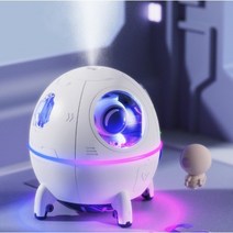 플라이투더문 우주인 우주선 무드등 초음파 저소음 미니 USB 가습기, 화이트