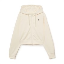 여성 베이직 애슬레저 미디움로고 크롭 후드집업 BOS D.Cream