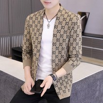 니트 카디건 남성 니트 코트 얇은 체크 아우터 카디건 패션