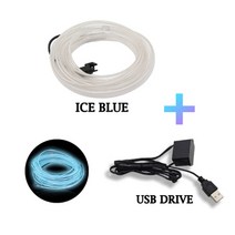 무드등1/3/5M 자동차 실내 장식 램프 EL 배선 네온 스트립 DIY 유연한 앰비언트 라이트 USB 파티 분위기 다, 01 Ice Blue_01 1M USB Drive