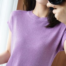 다이뻐 DAIBBU 리틀깽스 빅사이즈 44~77 신축성좋은 스판 부드러운 비비드 컬러풀 반짝이 샤이니 여름 시원한 쿨 데일리 반팔 니트 티