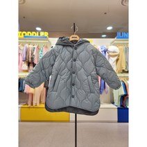 [에스핏 NC엑스코점] 남여공용 똑딱이 단추 옆트임 퀼팅패턴 후드 경량패딩 아동 점퍼 뿌우JP03