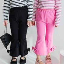 원이가게 아동 유아 여아 세련된 부츠컷 팬츠 리본 면 스판 나팔 바지 5~15호