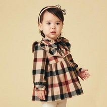 DAKS LITTLE PUPPY 하우스체크 프릴 롱블라우스
