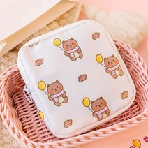 슬림 생리대 파우치 시크릿 방수 미니 휴대용 여행용 여성용품 탐폰 동전 화장품 다용도 가방속정리 곰
