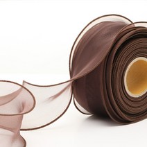 홀리코 선물 포장 공예 크리스탈 오간디 리본 끈 40mm 10마X2 1800cm, 03 - 브라운