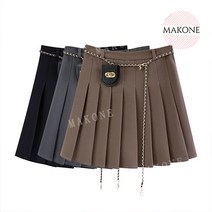 Makone 상표등록 가을 A라인 플리츠 주름 골프 스커트 슬림 플레어 날씬핏 하이웨이스트 치마 봄가을 골프웨어