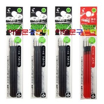 PILOT 프릭션 지워지는 다색 슬림 볼펜 0.5mm 리필심 3본입 x 4개, 혼합4개(블랙3블루0레드1믹스0)