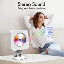 레트로 빈티지 미국 플레이어 ByronStatics 휴대용 CD 리모컨 내장 HiFi 스피커가 있는 벽면 장착 CD LCD 디스플레이-628102