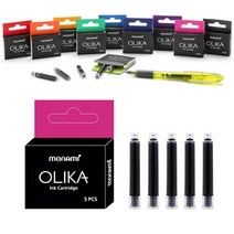 [조한스토어] 모나미 올리카 만년필 알록달록 캘리그라피, 리필 카트리지_오렌지_5개입, F