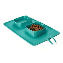 톡톡창고 실리콘 애견 강아지 밥그릇 고양이 접이식 식기 휴대용 물그릇, 핑크