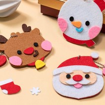 민화샵 크리스마스 펠트 손거울 3종 핸드 미러 미니거울 소품 휴대용 만들기키트 펠트공예, 민화 크리스마스 펠트손거울_산타