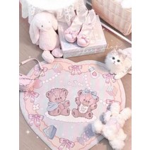 양모러그하트 모양 귀여운 곰 플러시 소프트 매트 카펫 핑크 카와이 침대 옆 미끄럼 방지 오류 양모 모피