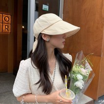 백 리본 면 챙 모자 여름 자외선 사파리 캡 봄 여성 여자 썬크림 햇빛알러지 쥐 알레르기