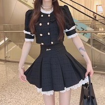 장원영 아이유 트위드 원피스 플리츠 스커트 투피스 여름 자켓