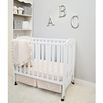 American Baby Company Heavenly Soft 밍키 도트 3피스 미니/휴대용 아기 침대 침구 세트 에크루 남아 및 여아용, Ecru