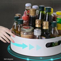 리빙셀렉트 360도 회전 양념통 원형트레이 주방 수납정리, 화이트