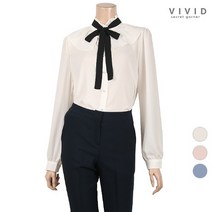[비비드 시크릿가너] [VIVID SG]VIVID 여성 탈부착리본타이 셔링 블라우스