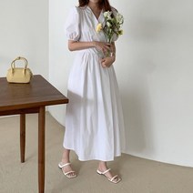 다잇템_패션 여자 랩스타일 벌룬반팔 들러리 원피스
