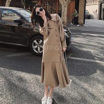 SAMARA 봄 넓은카라 프릴 치마밑단 롱 큐티 원피스 새내기룩