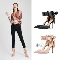 [Myshe]여성 패션 스틸레토 리본 스트랩 힐 구두 cv4 S0011209