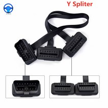 최신 30CM OBDII 확장 듀얼 커넥터 Y 분배기 OBD 16PIN 수-암 연결 평면 + 얇은 국수 ELM327, 한개옵션0