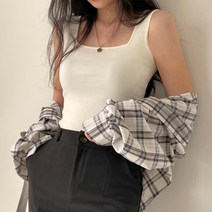 [에이진] 스퀘어 넥 슬림 민소매 나시 (4colors)