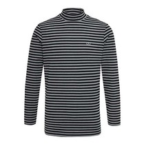 드루 남성 코트나 원단 스트라이프 터틀넥 기모 티셔츠_블랙_4131-22-13-01, 100