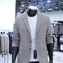 베이지 슬렌더핏 조직물 폴리 자켓 1JA23211F