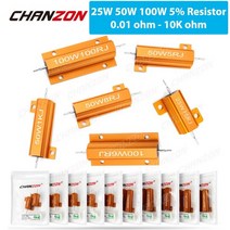 2 개 25W 50W 100W 알루미늄 고출력 금속 케이스 권선 고정 저항기 0.01 - 10K 옴 더미로드 와이어 저항 1K, 25W 1R