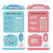 우리가족방 어린이 지폐 ATM 저금통 지문인식 선물 비밀금고, 알록달록 블루
