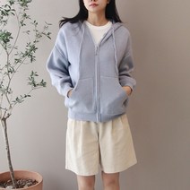 모조로브 / 루즈핏 파스텔톤 골지 니트 후드집업