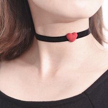일호장신구 레드 통통 하트 초커 초커목걸이 블랙쵸커