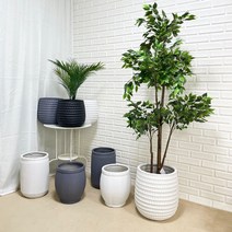 루아데코 마블 벌집 항아리 세로줄 화분 중형 대형, 화이트