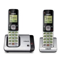 Vtech 6.0 무선전화 발신자 확인/통화 중 대기 기능 포함 은색/검은색 무선 수화기 2개 포함, 1 Handset_Silver