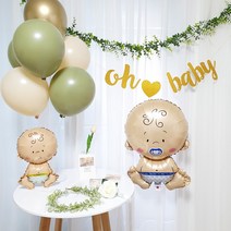 올리브 컨셉 베이비샤워 풍선세트 아기풍선 출산축하 만삭촬영소품, 여자(기본)